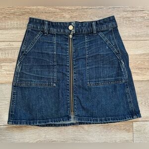 Madewell Womens 4 Denim Zip Front Mini Skirt Size 25‎ Dark Wash A-Line Y2K Indie